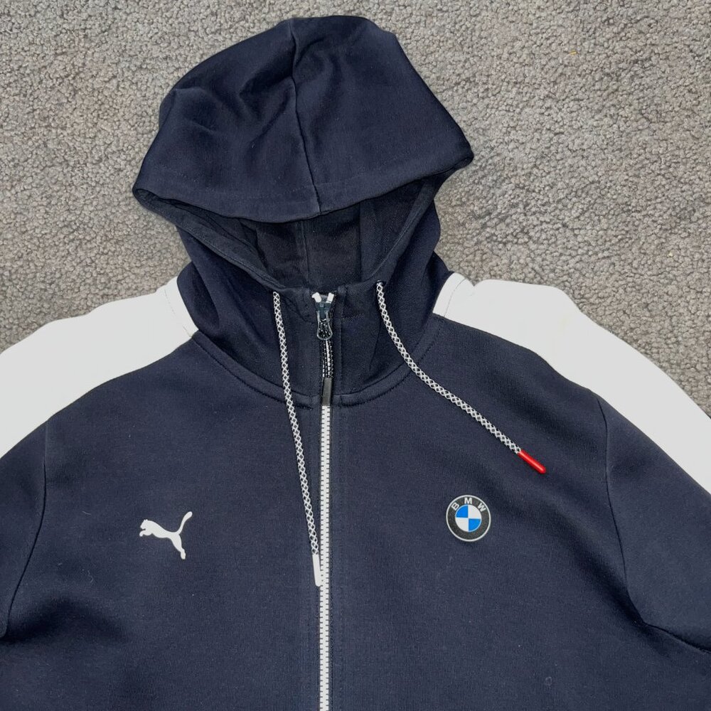 Puma BMW MSP T7 Hooded Sweat Jacket - Men's Large - Stripes and Logos - NWOT - Picture 2 of 12
